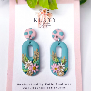 Blue Floral Earrings spotty stud